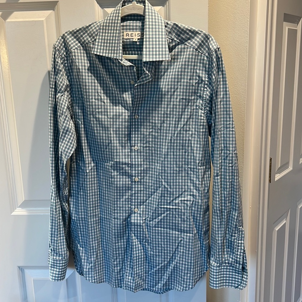 Reiss long sleeve button down checkered dress shirt, barely ever worn.